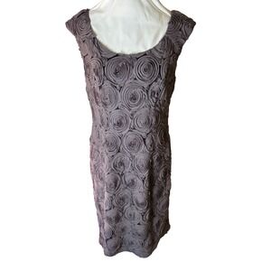 Adrianna Papell Rosette Dress Sleeveless Gray Party Cocktail Wedding Guest SZ 88